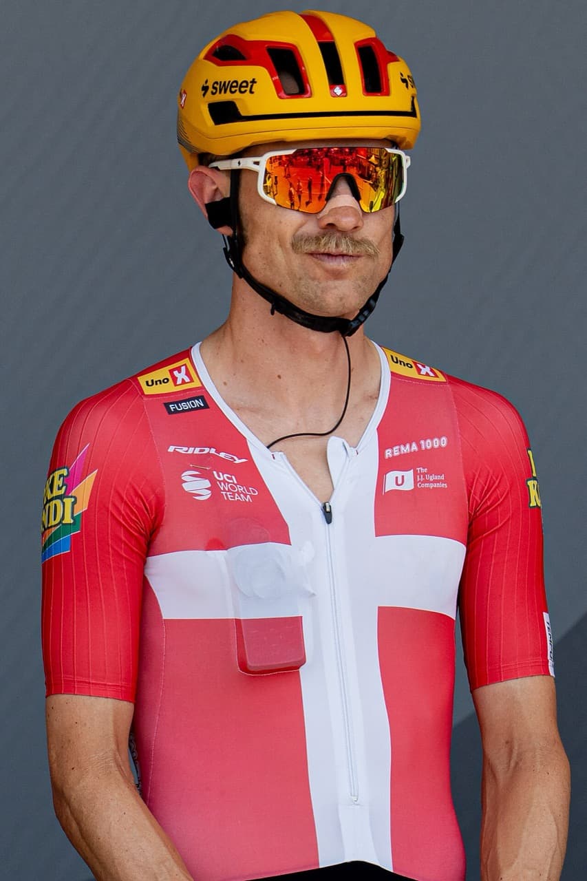 Magnus Cort. Cort på podiet ved præsentationsceremonien til 5. etape af Tour de France 2026, 8. juli 2026